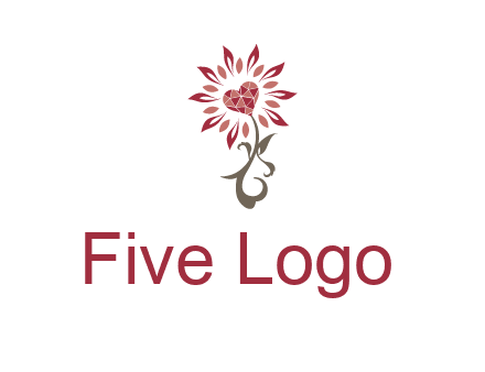 gemstones heart growing on plant logo