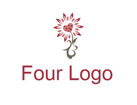 gemstones heart growing on plant logo
