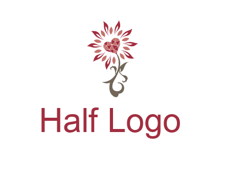 gemstones heart growing on plant logo