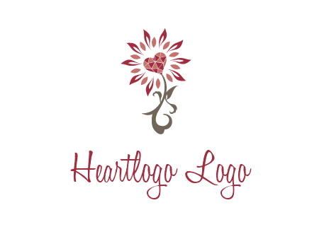 gemstones heart growing on plant logo