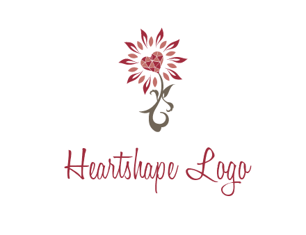 gemstones heart growing on plant logo