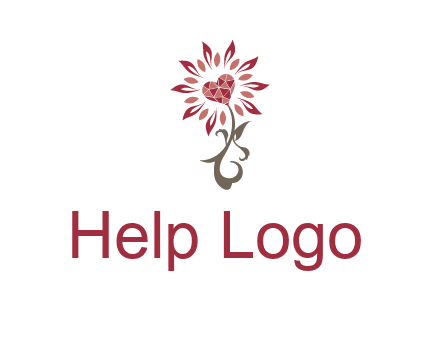 gemstones heart growing on plant logo