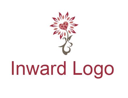 gemstones heart growing on plant logo