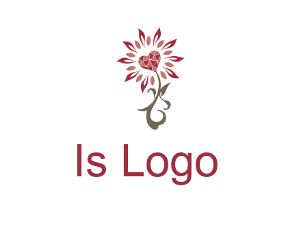 gemstones heart growing on plant logo