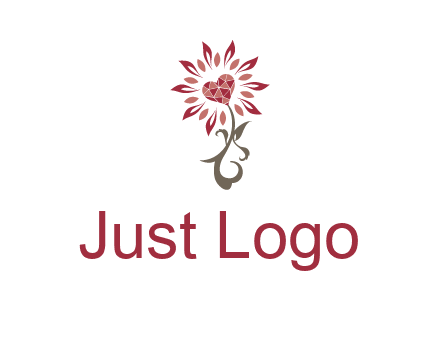 gemstones heart growing on plant logo