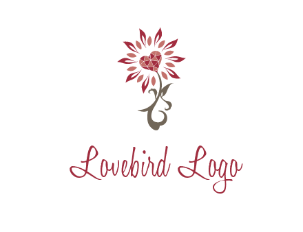 gemstones heart growing on plant logo