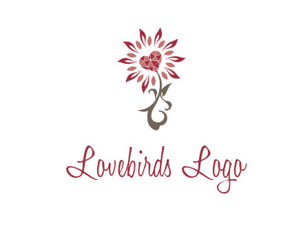 gemstones heart growing on plant logo