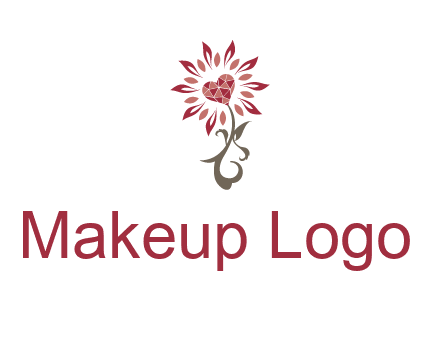 gemstones heart growing on plant logo