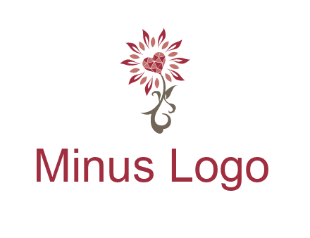 gemstones heart growing on plant logo