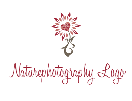 gemstones heart growing on plant logo