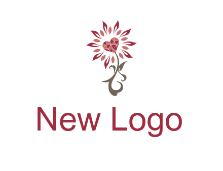gemstones heart growing on plant logo
