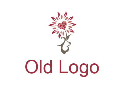 gemstones heart growing on plant logo