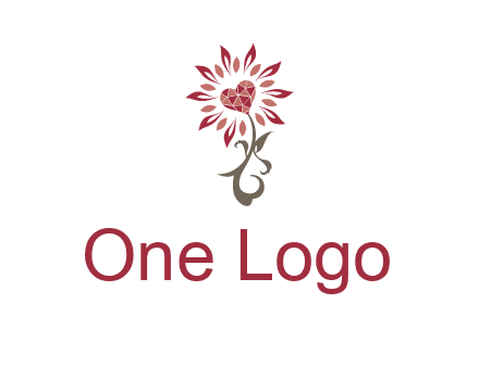 gemstones heart growing on plant logo