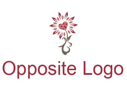 gemstones heart growing on plant logo