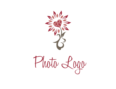 gemstones heart growing on plant logo