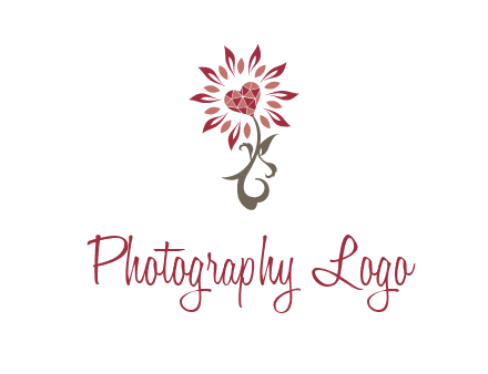 gemstones heart growing on plant logo