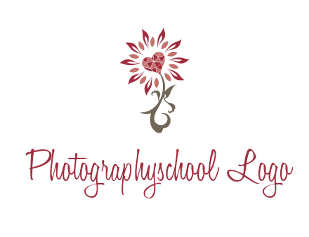 gemstones heart growing on plant logo
