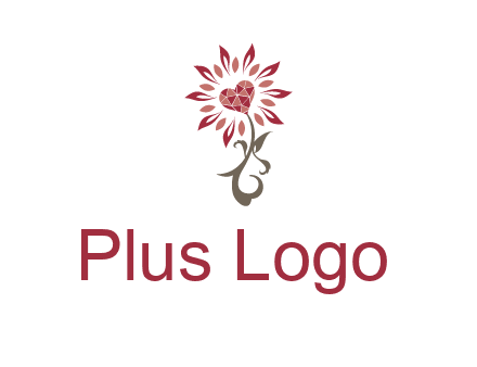 gemstones heart growing on plant logo