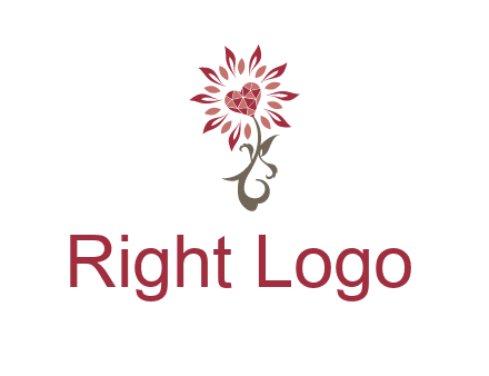 gemstones heart growing on plant logo