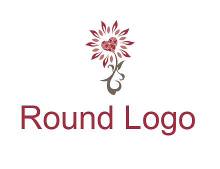 gemstones heart growing on plant logo
