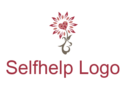 gemstones heart growing on plant logo