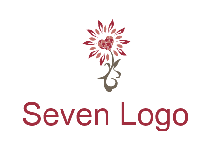 gemstones heart growing on plant logo