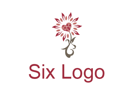 gemstones heart growing on plant logo