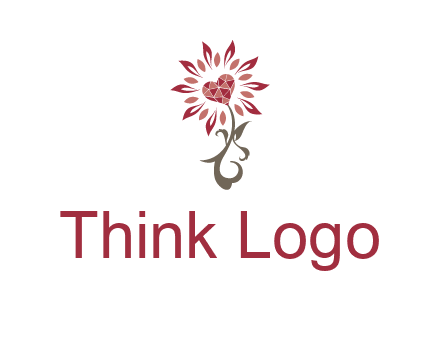 gemstones heart growing on plant logo