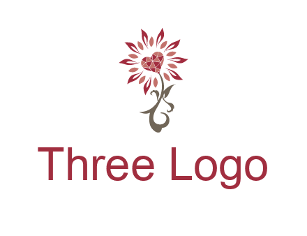 gemstones heart growing on plant logo