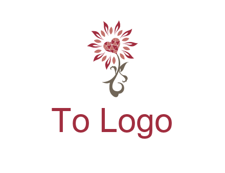 gemstones heart growing on plant logo