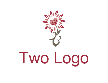 gemstones heart growing on plant logo