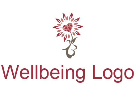 gemstones heart growing on plant logo