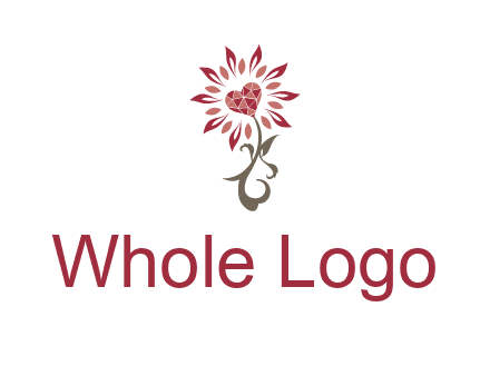 gemstones heart growing on plant logo
