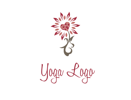 gemstones heart growing on plant logo