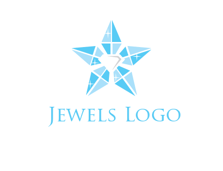 diamond at the center of gemstones forming a star logo