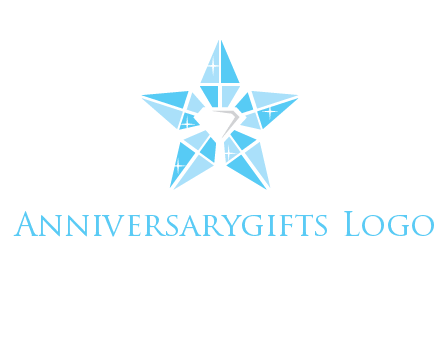 diamond at the center of gemstones forming a star logo