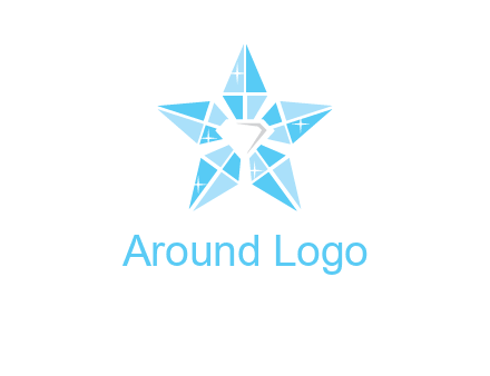 diamond at the center of gemstones forming a star logo
