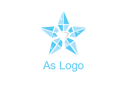 diamond at the center of gemstones forming a star logo
