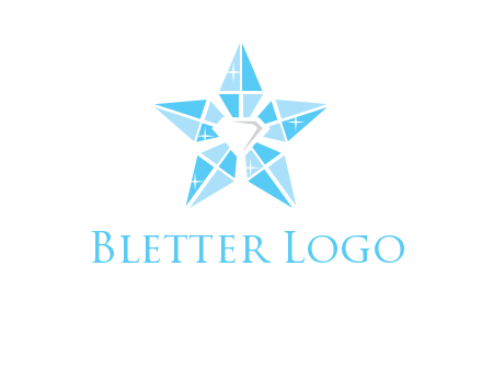 diamond at the center of gemstones forming a star logo