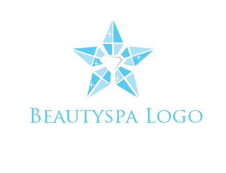 diamond at the center of gemstones forming a star logo