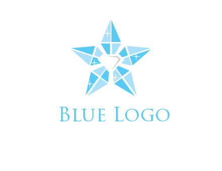 diamond at the center of gemstones forming a star logo