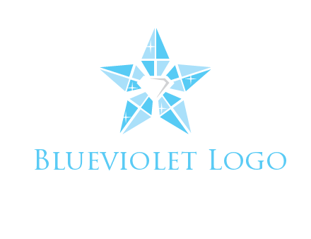 diamond at the center of gemstones forming a star logo