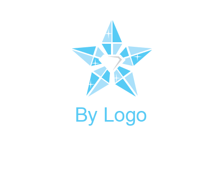 diamond at the center of gemstones forming a star logo