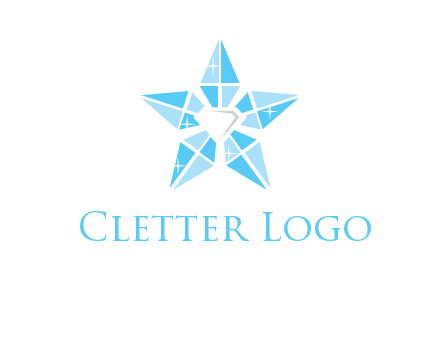diamond at the center of gemstones forming a star logo