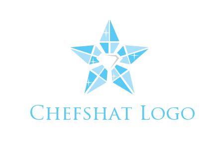 diamond at the center of gemstones forming a star logo