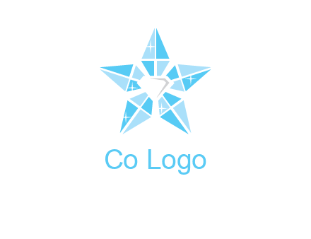 diamond at the center of gemstones forming a star logo