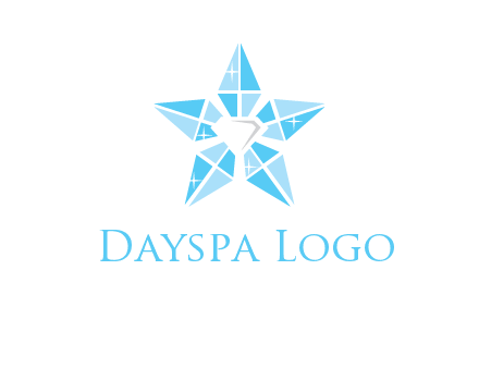 diamond at the center of gemstones forming a star logo