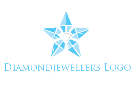 diamond at the center of gemstones forming a star logo