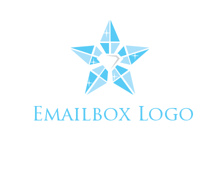 diamond at the center of gemstones forming a star logo