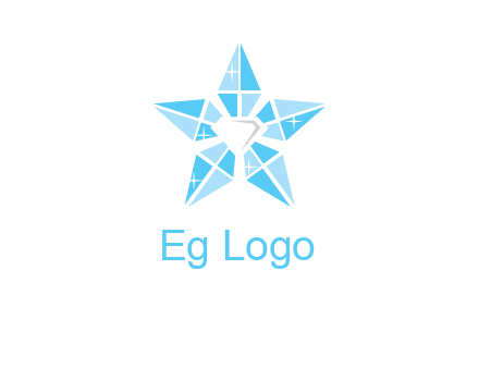 diamond at the center of gemstones forming a star logo